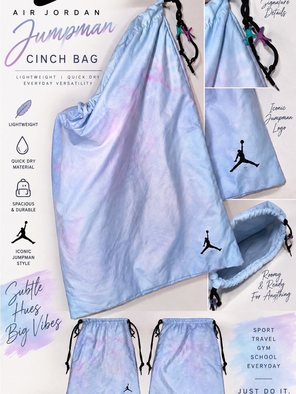 Nike Air Jordan 23 Jumpman cinch bag Custom Colorway